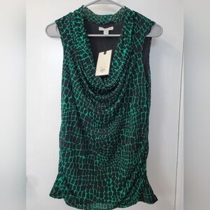 Green and Black Animal Print Top